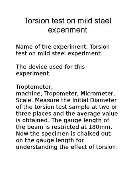 torsion test on mild steel experiment|is 1717.